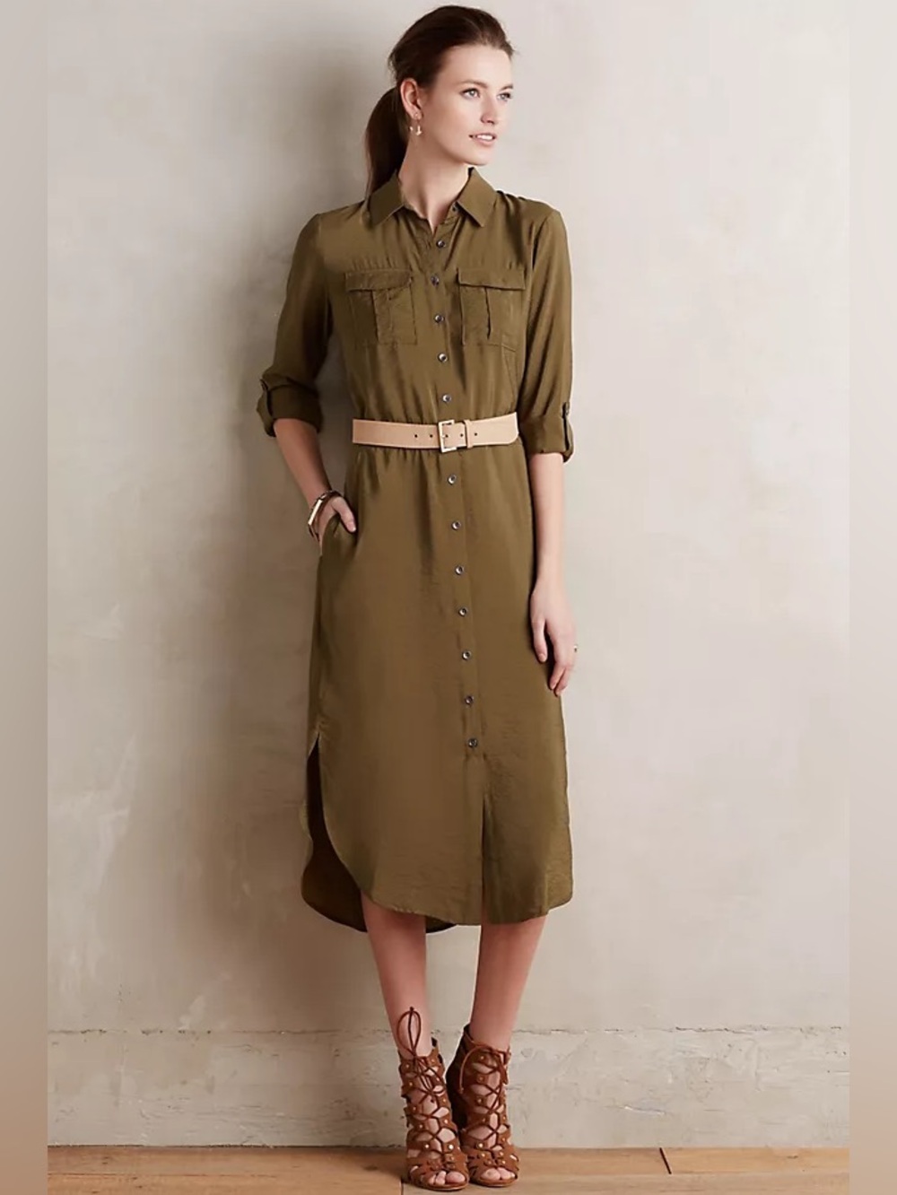 Maeve Drawstring Midi Shirtdress